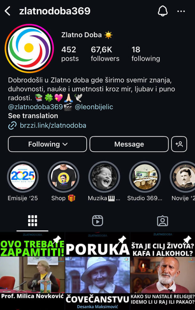 Zlatno doba - Instagram profil - Web page - IG - zlatnodoba369