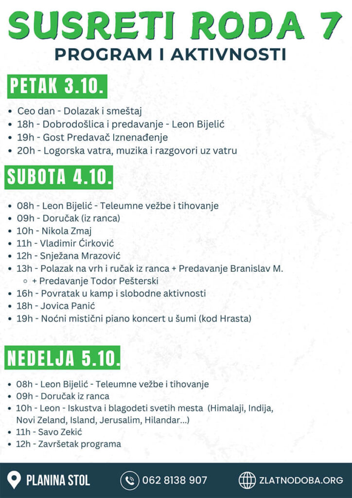 Susreti roda 7 - Program - Agenda