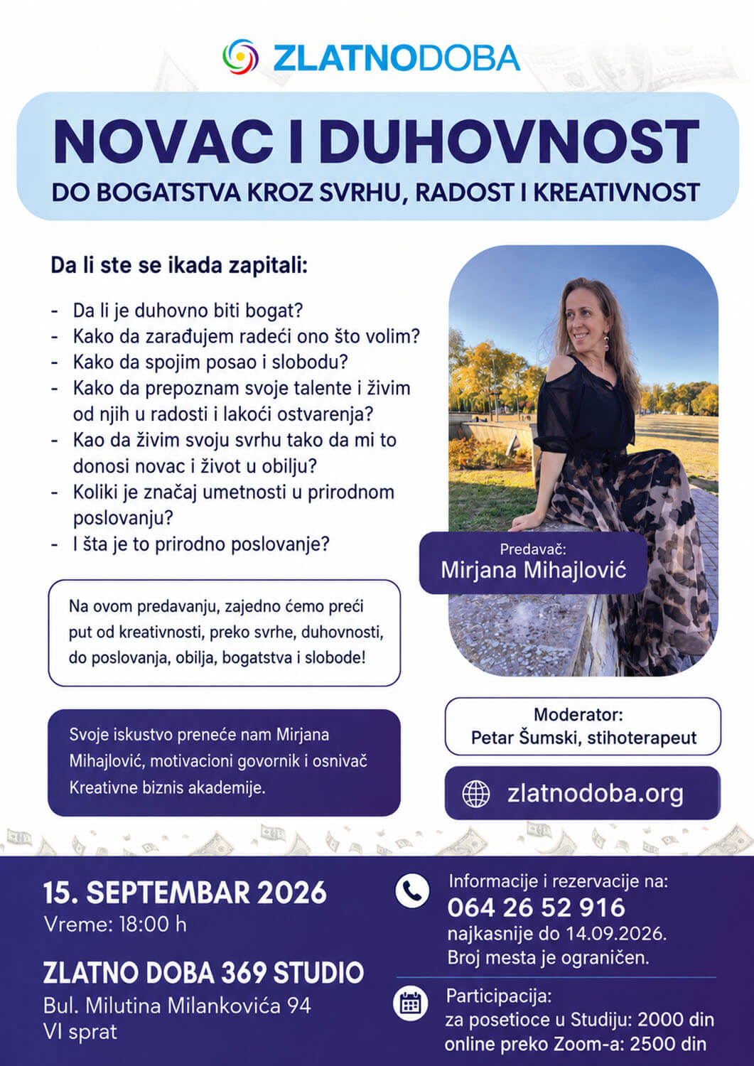 Mirjana Mihajlovic Duhovnost i Novac - Radionica 2026