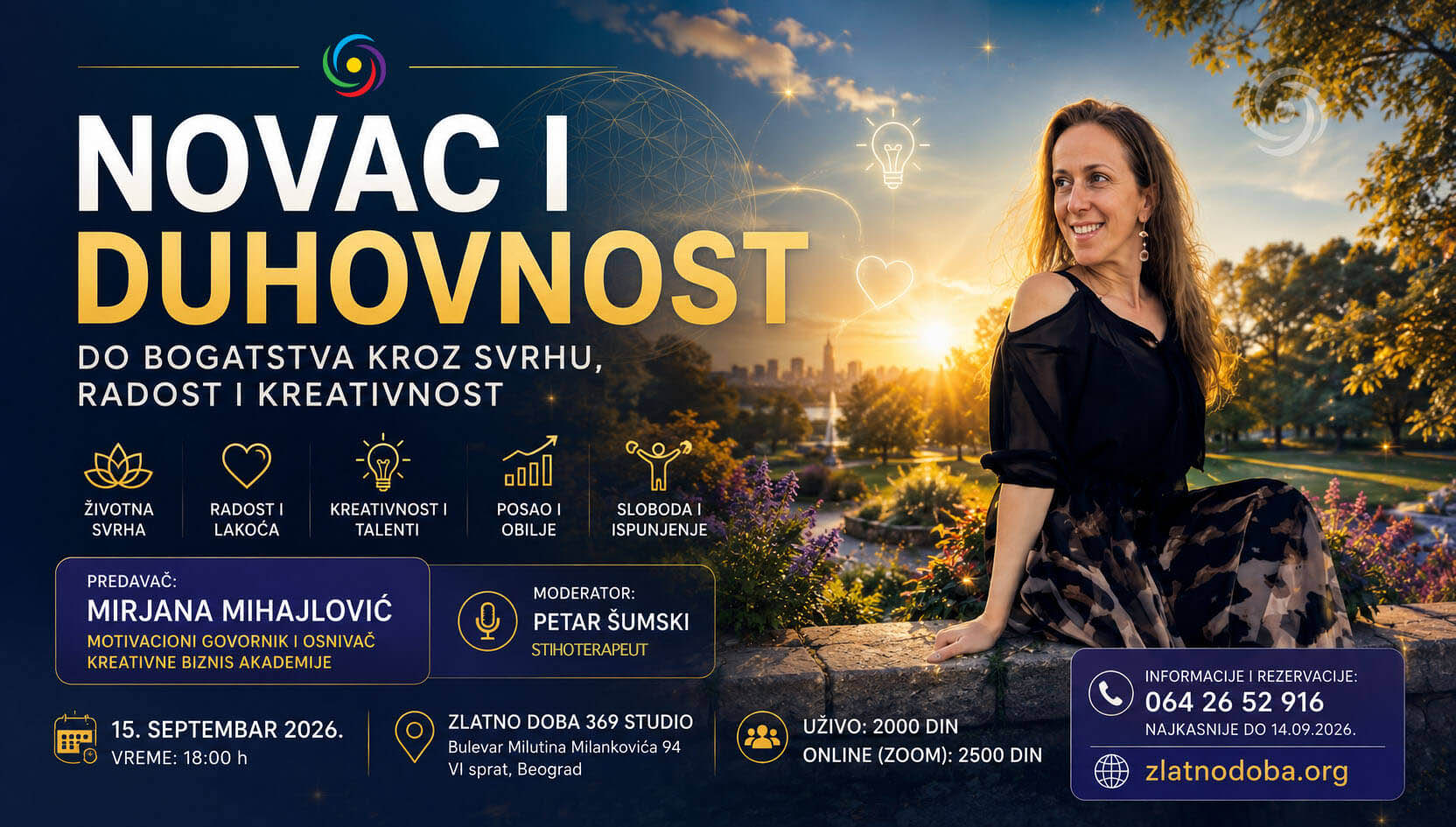 Mirjana Mihajlovic Duhovnost i novac - Radionica 2026 - Zlatno doba Studio 369
