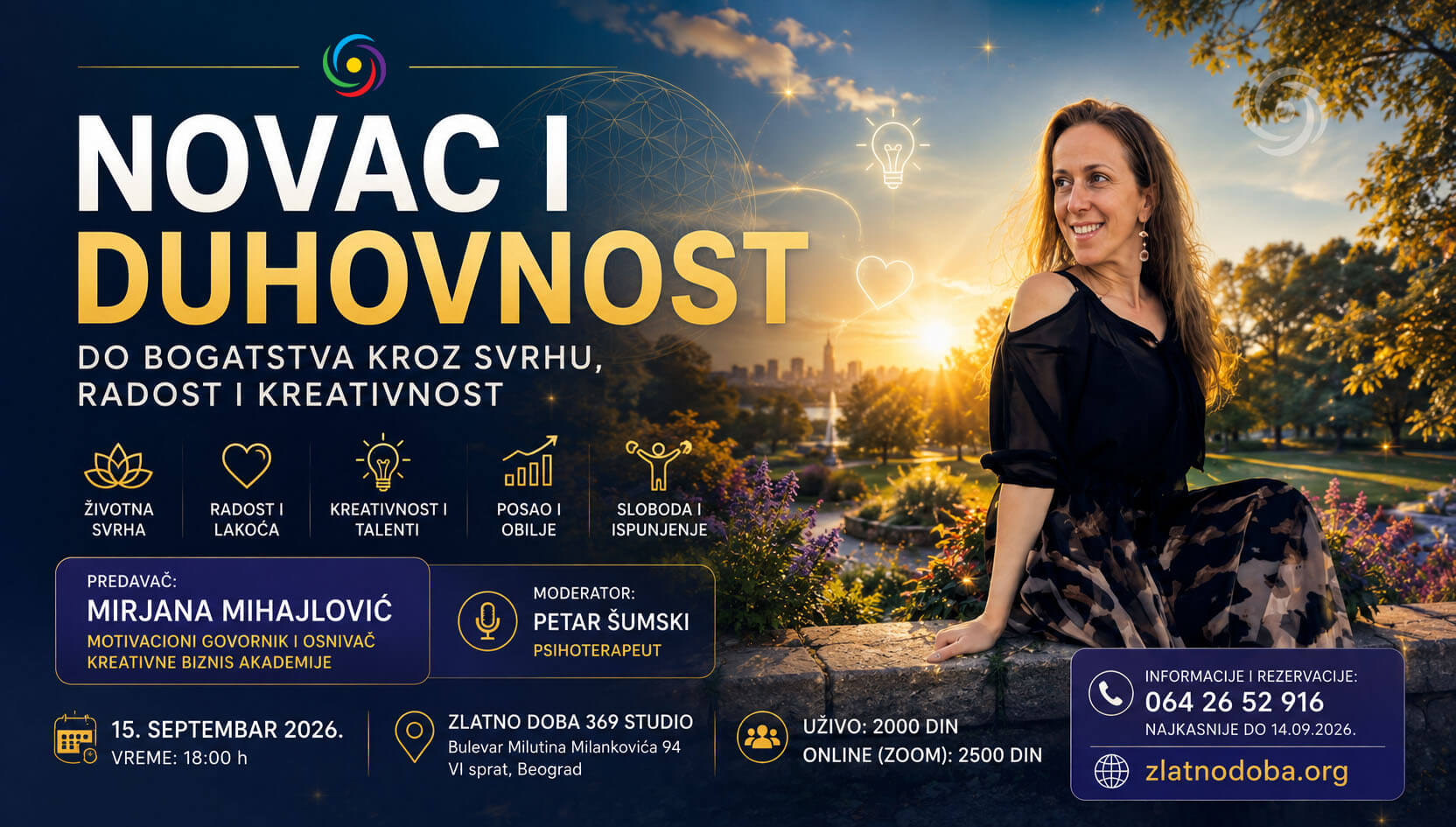 Mirjana Mihajlovic Duhovnost i novac - Radionica 2026 - Zlatno doba Studio 369